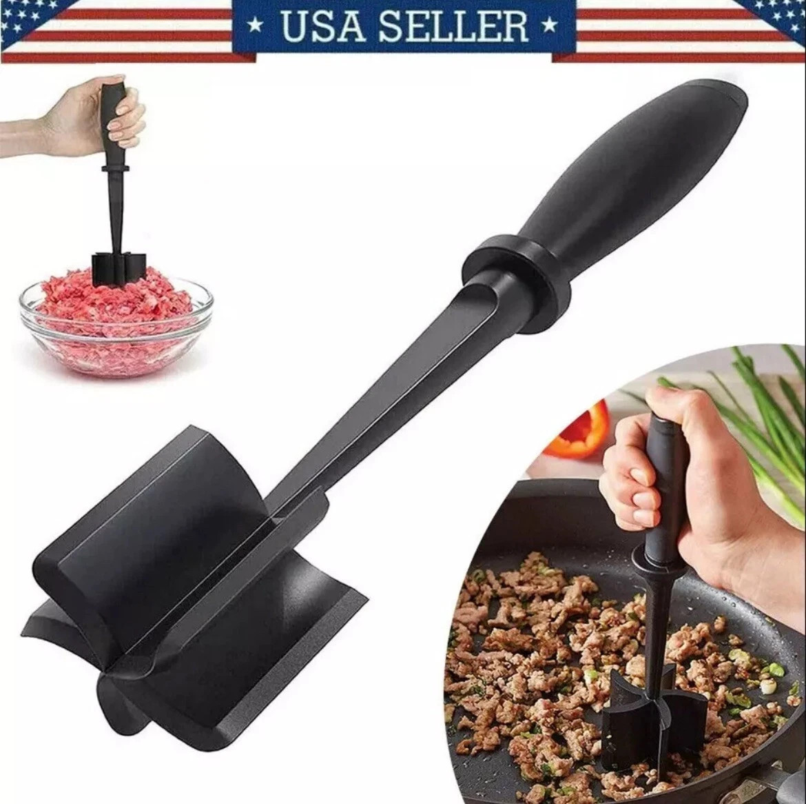 Meat Hamburger Chopper Heat Resistant Utensil Ground Beef Potato Masher Spatula* gallery