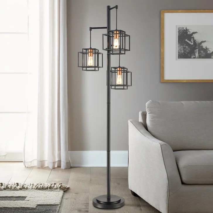 Bridgeport Designs Kelsey 3-Light LED Floor Lamp - Dual Square Standing Lamp gallery