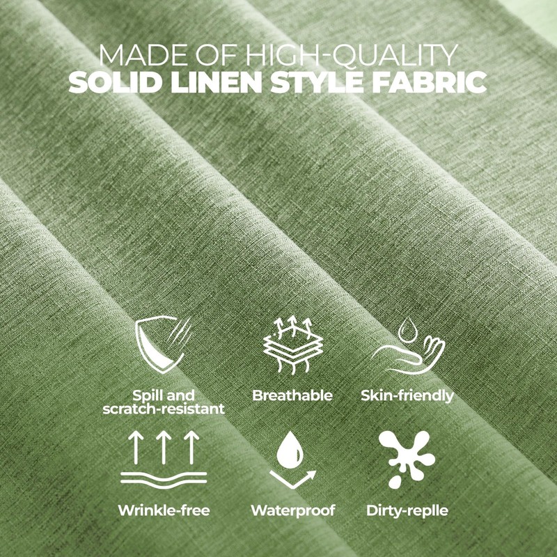 Waterproof Rectangular Tablecloth - Faux Linen, Washable, Farmhouse Style, 52x70 gallery