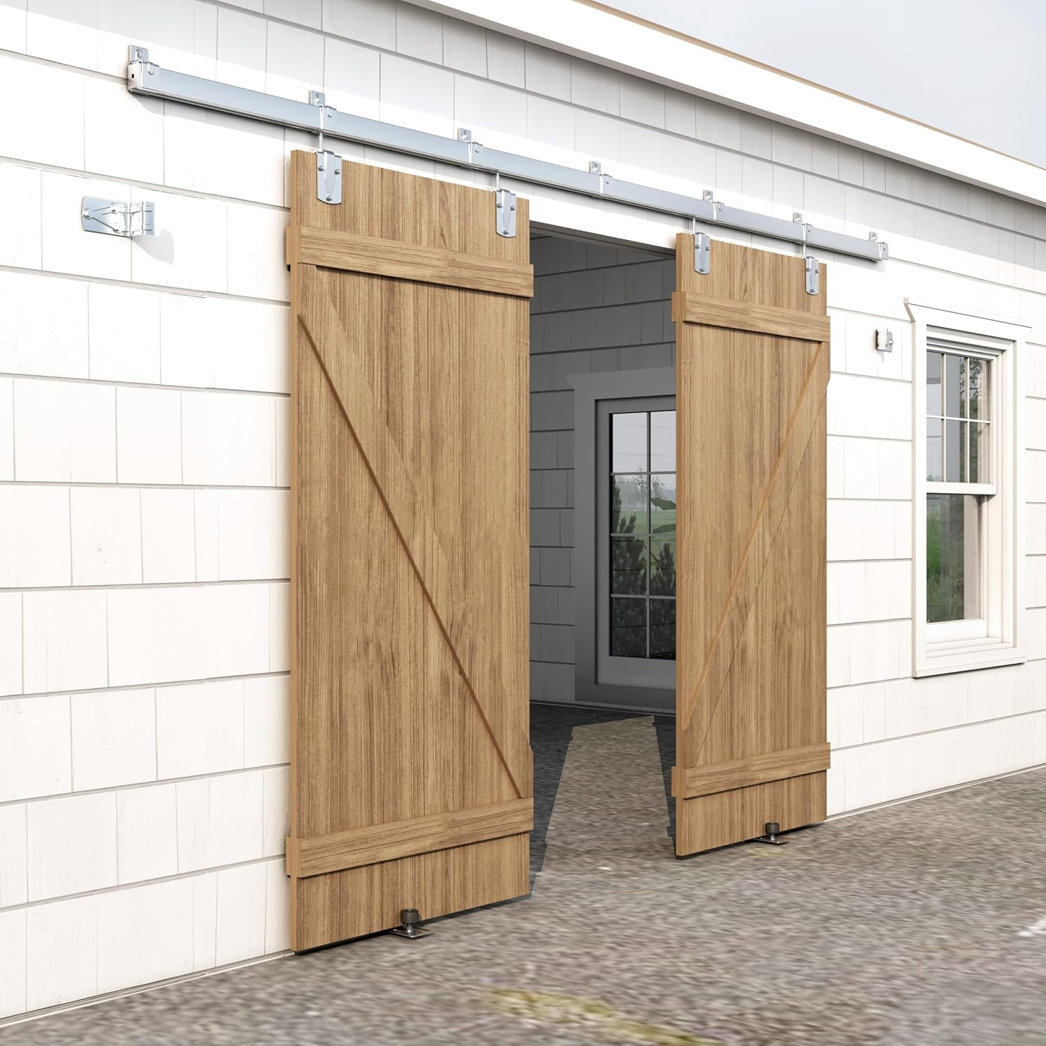 20FT Sliding Barn Door Hardware Kit Heavy Duty Steel 450lb Outdoor gallery