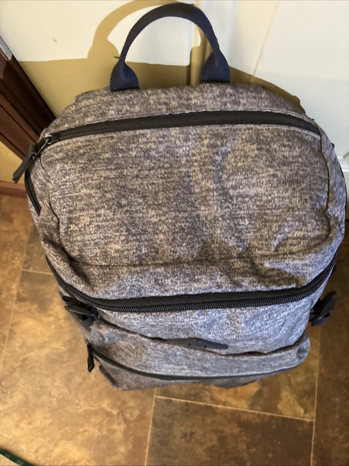 Adidas Backpack Large Gray & Black letter G monogrammed on front 5