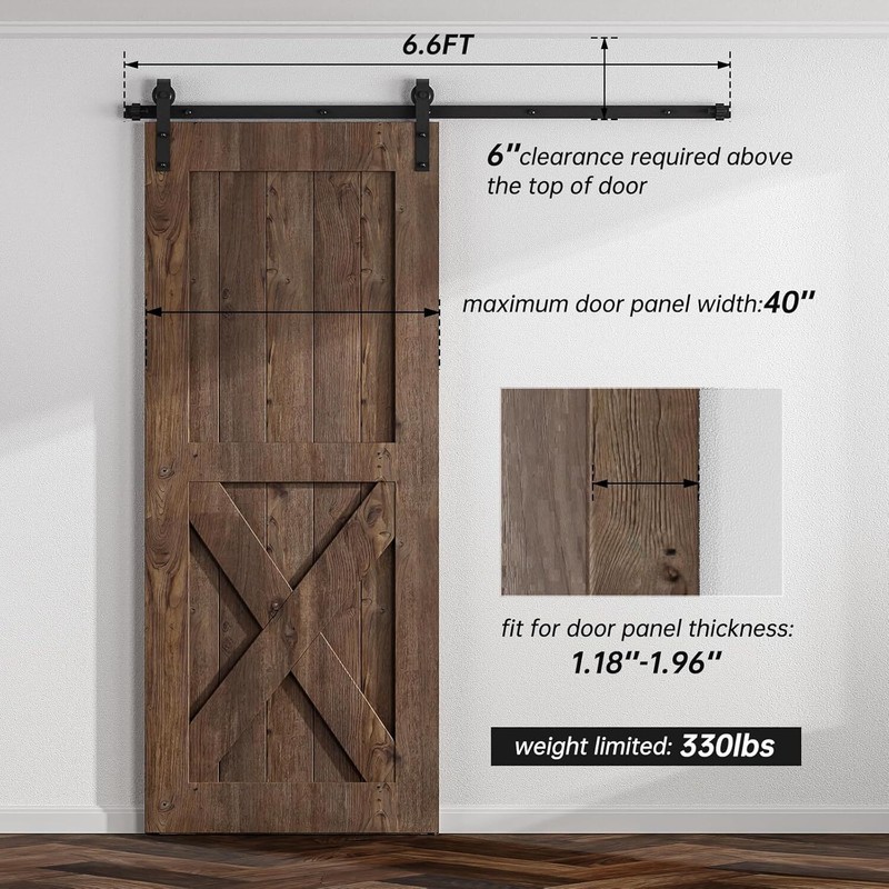 4FT ~ 20FT Rustic Sliding Barn Door Hardware Track Kit for Single/Double/Bypass gallery