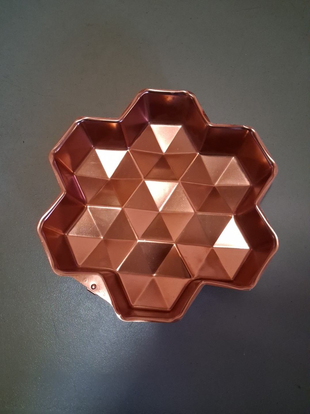 Copper Colored Aluminum Cake Pan Jello Mold Snowflake Shaped Vintage gallery