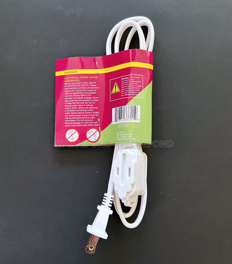 4ft Electric Extension Cord 3 Outlet 2 Prong Electrical AC Power Cable WHITE gallery