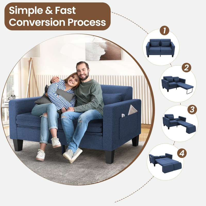 58" Modern Convertible Sleeper Sofa Chair Bed Pull Out Sofa Bed for Small Spaces gallery