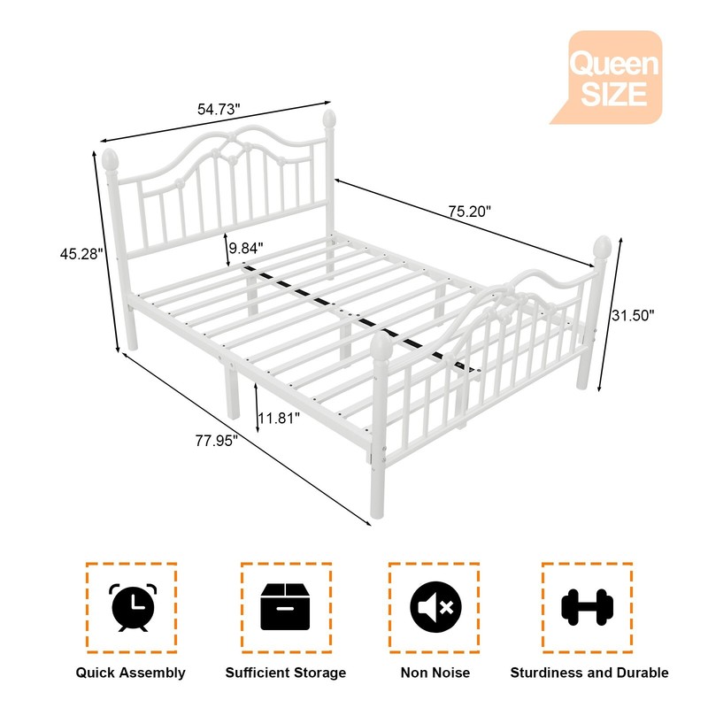 Metal Twin Full Queen Bed Frame with Footboard＆Headboard＆Metal Frame Support gallery