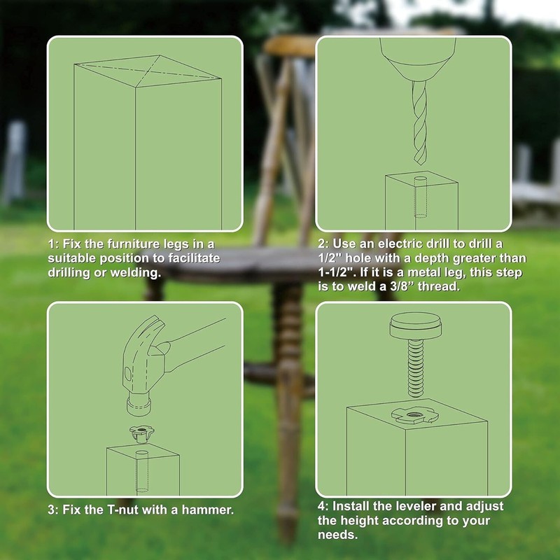 Adjustable 8-Piece Leveler Kit for Heavy Furniture - Floor Protection & Support gallery