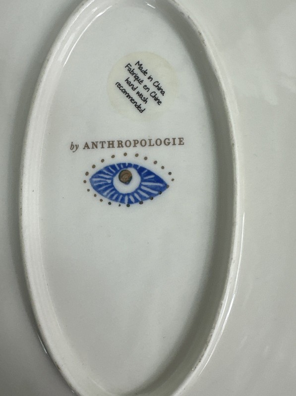 Anthropologie Hamsa Serving Platter Blue & White 16 1/4” x 10” Excellent Cond. gallery