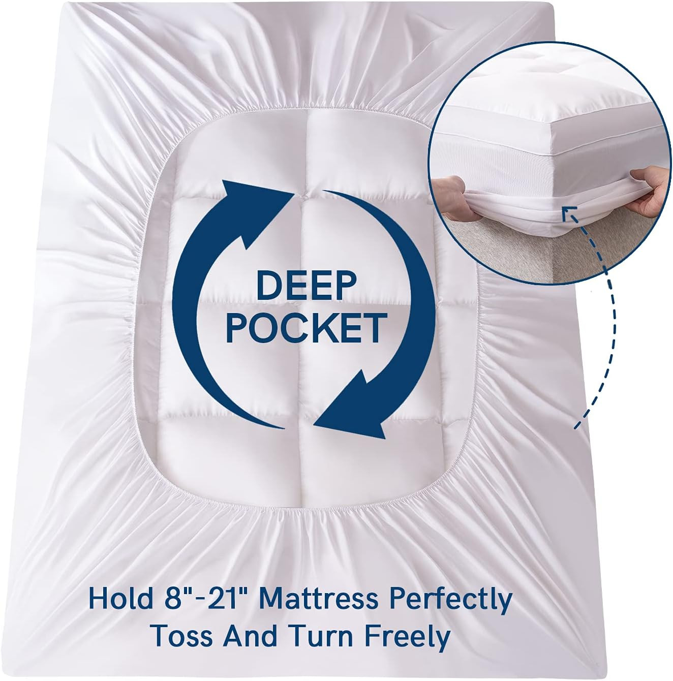 RV Short Queen Mattress Topper for Back Pain, Extra Thick Mattress Pad Cover, Pl gallery