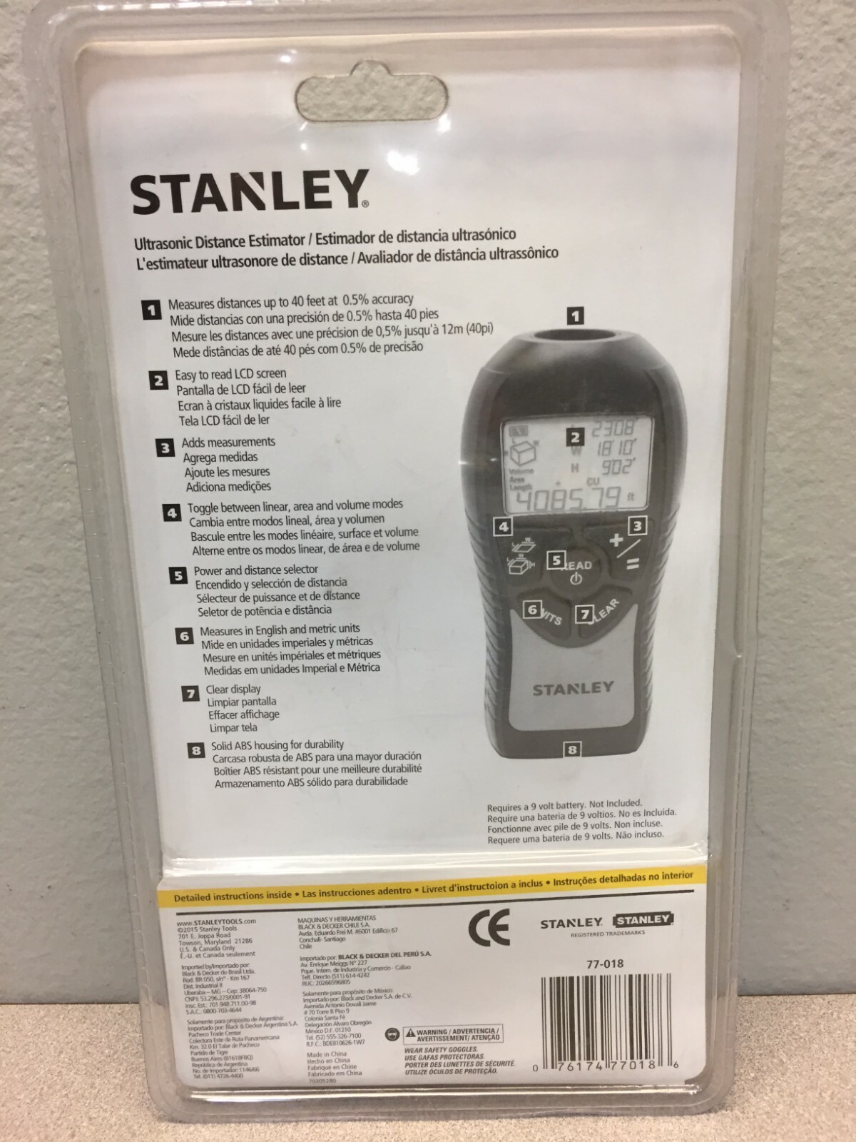 Stanley 77-018 IntelliMeasure 5.8 in. L x 6 in. W Distance Estimator 40 ft. Yell gallery