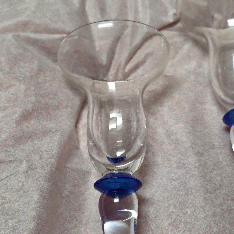Elements Glass Candlestick Holders Set of 2 Blue Accents Tall gallery
