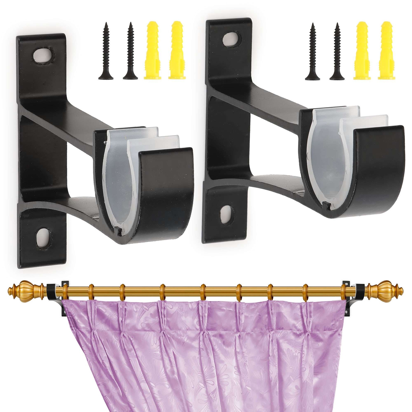 2-6Pcs Curtain Pole Rod Bracket Window Holder Aluminum Alloy Heavy Duty Hardware gallery