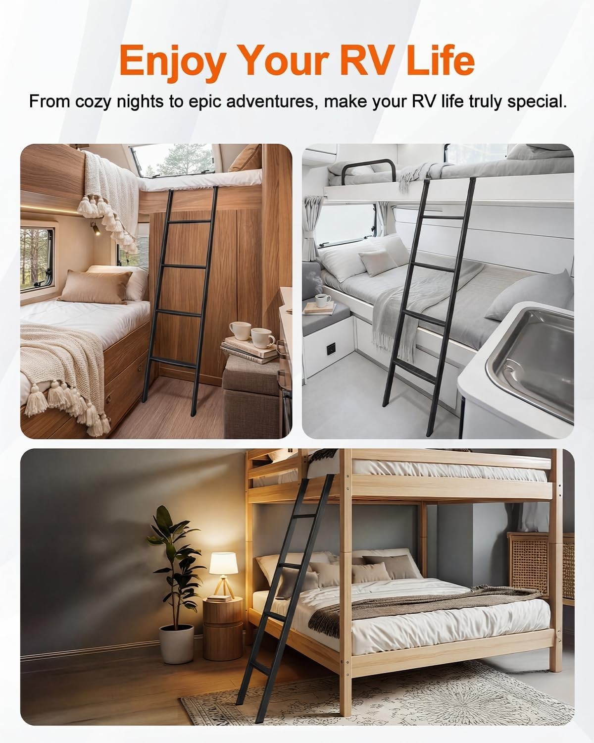 JY PERFORMANCE RV Bunk Bed Ladder, 50 Inch Anti-Slip Bunk Ladder, Heavy Duty 330 gallery