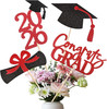 20 PCS Graduation Decorations Class of 2026, Black and Red Double-Sided Centerpi gallery