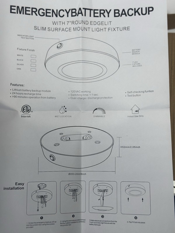 4 - PACK MG6 15W LED Recessed Disk Light 3500K Dimmable Emergency Fixture – NEW gallery