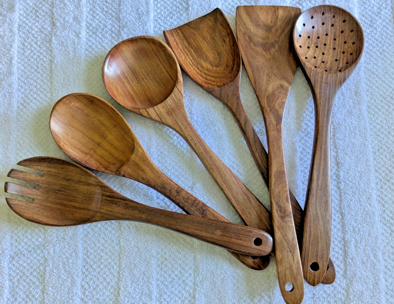 6 Pc. Rosewood Serving & Cooking Kitchen Non-Stick Durable Utensils Set ~ NEW gallery