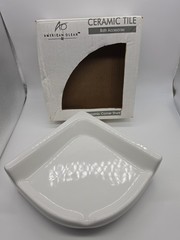 American Olean Off White Ceramic Tile Corner Shelf 7 X 7 AO10BA765CC1P2
