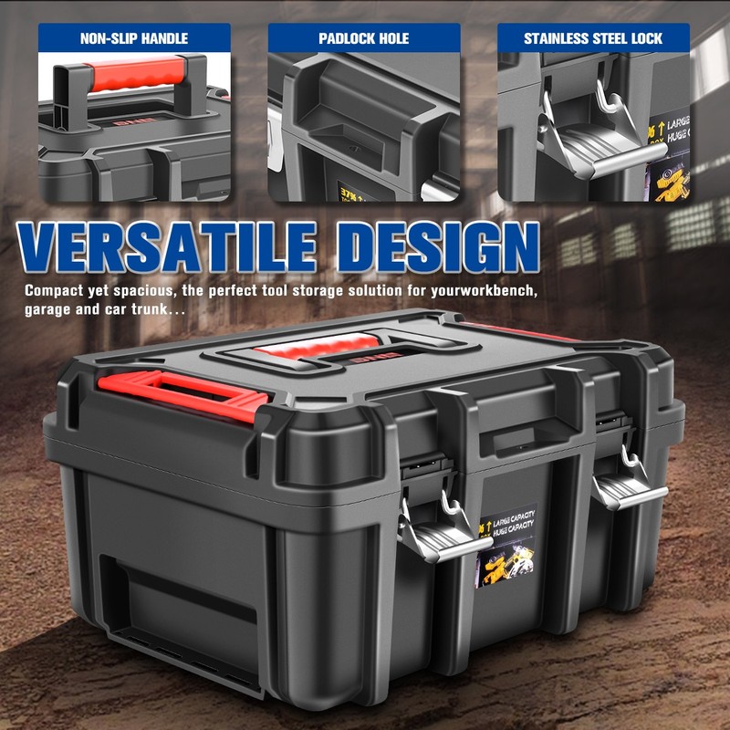 2x Large Tool Box Lockable Organizer Storage Set for Workshop Garage Household gallery