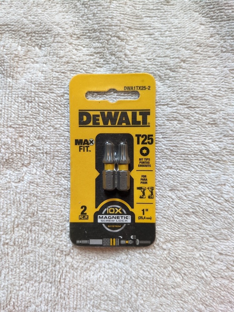 DeWalt T25 1 (25 4mm). Quantity: 2. Brand New Unopened No.# DWA1TX25-2