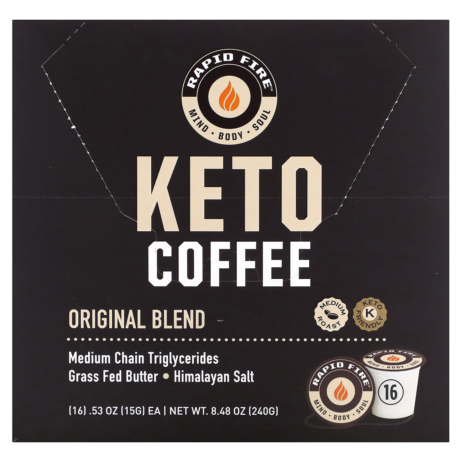 Keto Coffee Pods, Original Blend, Medium Roast, 16 Pods, 0.53 oz (15 g) Each gallery