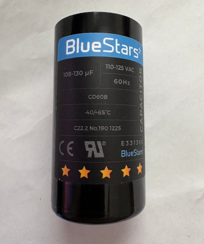 NEW BlueStars CD60B Motor Start Capacitor 108-130uF 110-125VAC 60Hz gallery