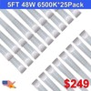 25 Pack T8 Integrated LED Tube 5Ft 48W 6500K 6200Lm Clear Garage Light gallery