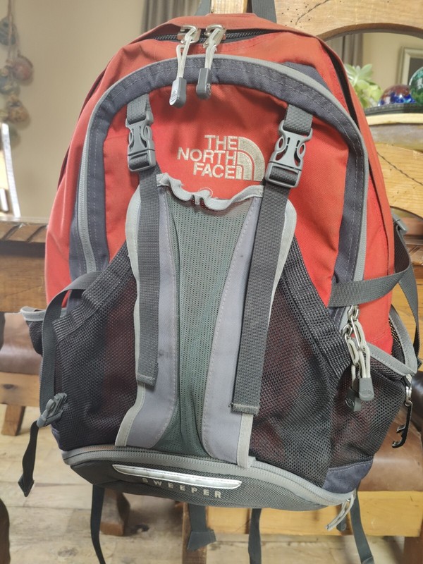The North Face Sweeper Red Gray & Black Hiking Day Backpack