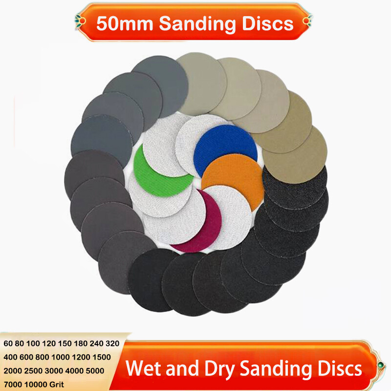 50mm Wet & Dry Sanding Discs Hook & Loop Sandpaper Pads for Orbital Sander Paper gallery
