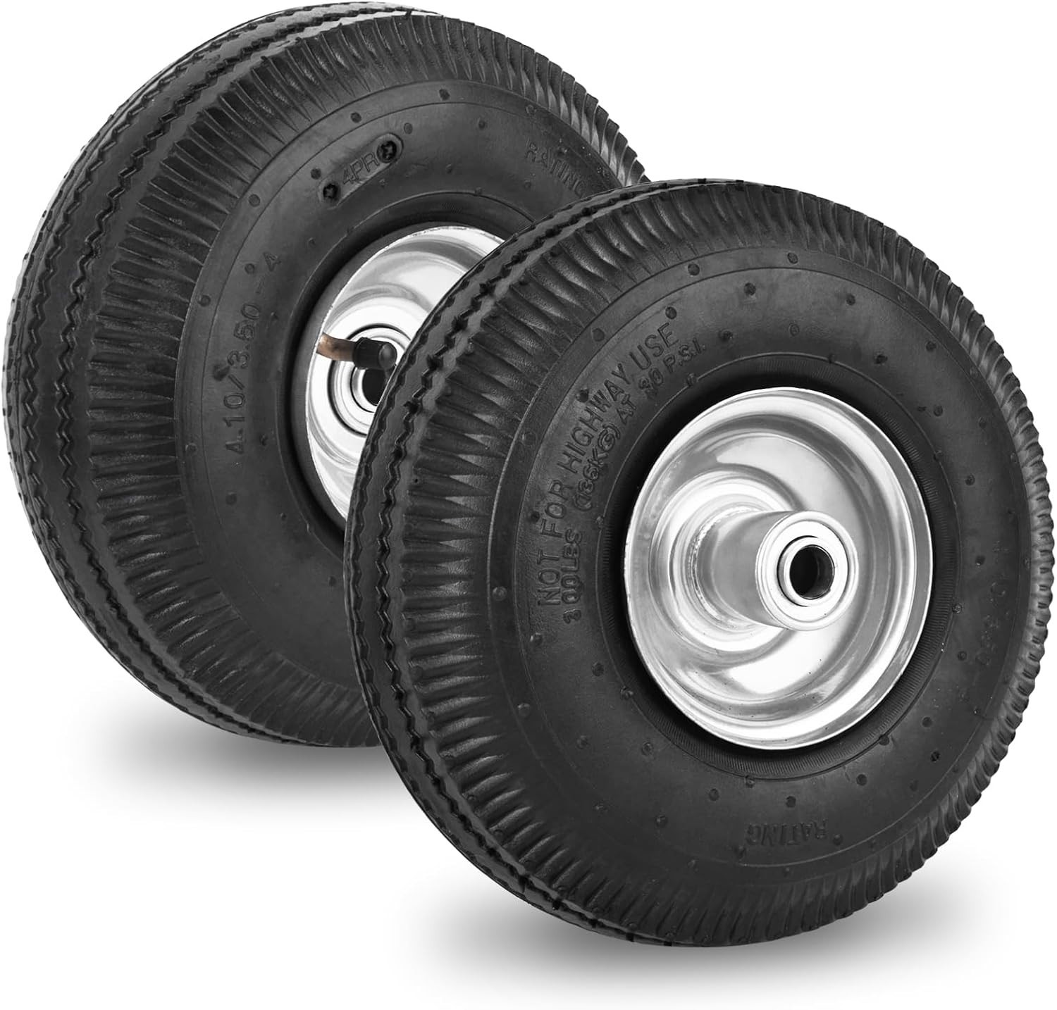 4.10/3.50-4 Polyurethane Solid Wheel Non-Rubber Tires for Garden Wagon Cart 2pcs gallery