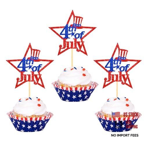 24Pcs Independence Day Cupcake Toppers, 4th of July Cupcake Multicolor Ⅲ gallery
