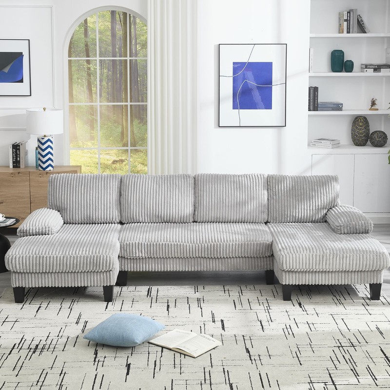 U-shaped Sectional Sofa Couch Dual Chaise Lounges Fabric Sleeper Living Room gallery