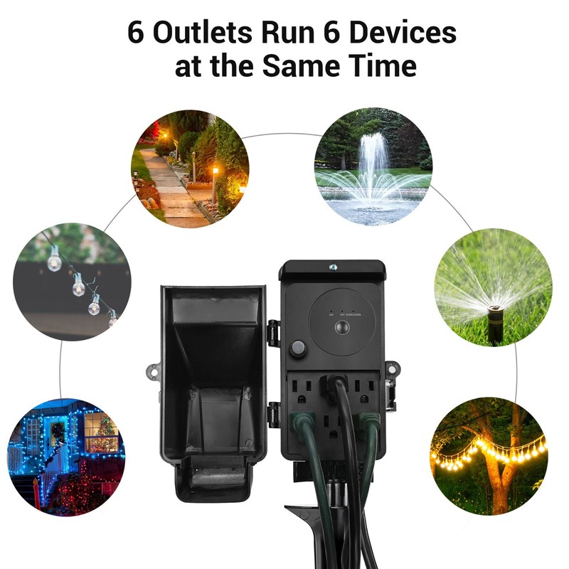 DEWENWILS Waterproof Overload Protection Yard Stake Outlets for Christmas Decor gallery