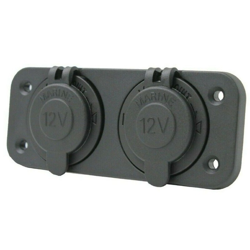 DUAL ROUND ACCESSORY Flush Mount Panel 12v 24v LED Cig USB Volt Power Socket gallery