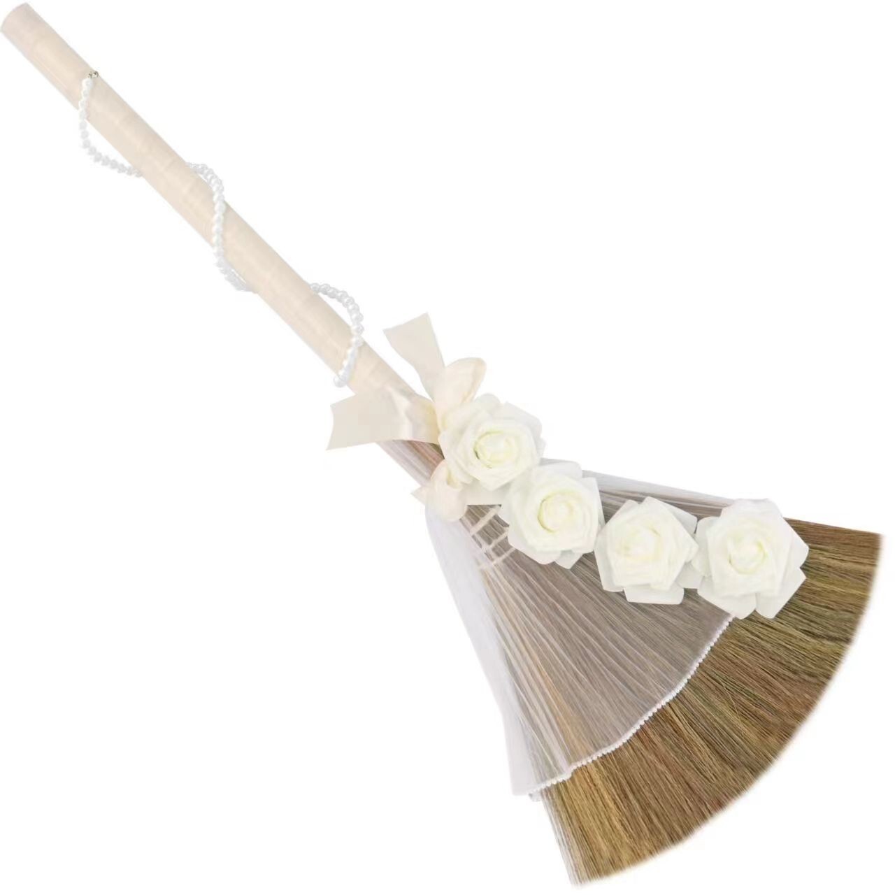 Wedding Broom for Jumping Ceremony, Decorative Jump Broom DIY With Pearl Roses gallery