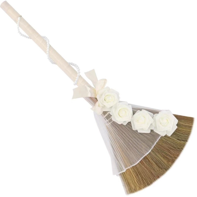 Wedding Broom for Jumping Ceremony, Decorative Jump Broom DIY With Pearl Roses gallery