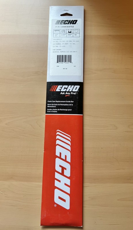 Echo 14A0CD3752 OEM Guide Bar 14" 3/8LP .050 52DL – New in Sealed Package gallery