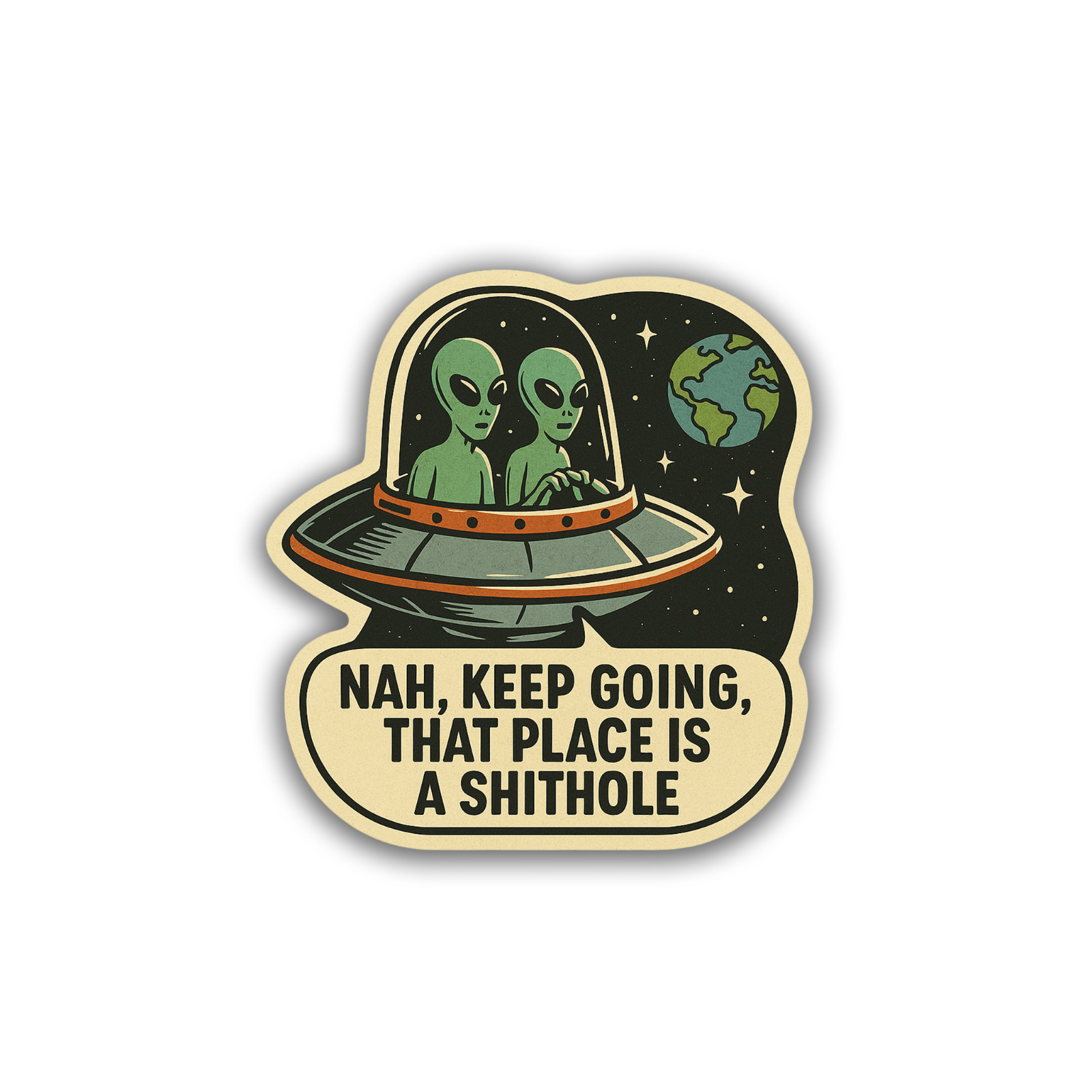 Space Alien Sticker 4 inch Vinyl Decal Funny Alien Earth Meme Waterproof gallery