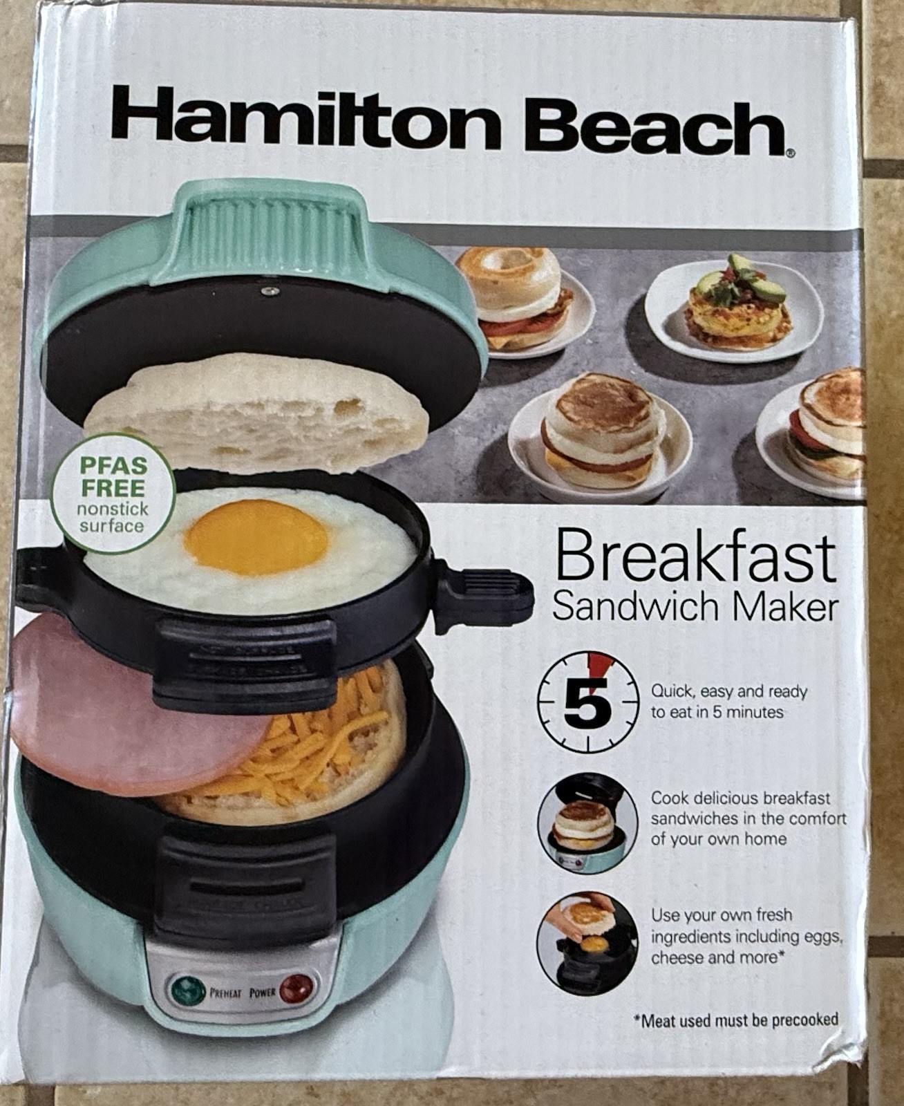 NEW SEALED Hamilton Beach Breakfast Sandwich Maker (Ready In 5 Minutes) 25482MN gallery