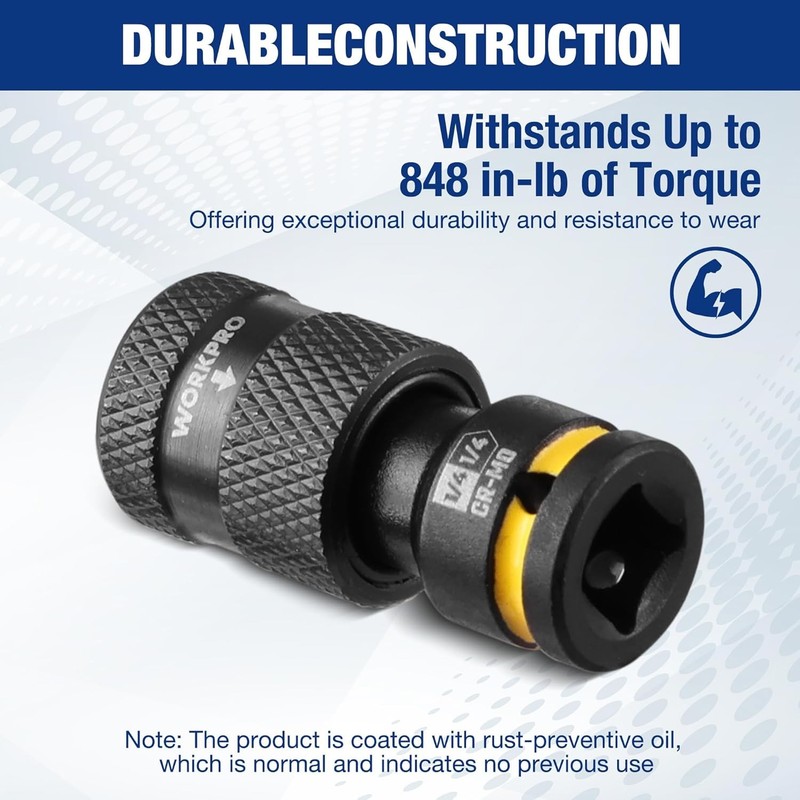 WORKPRO 1/4" Square to 1/4-in Hex Quick Release Impact Socket Adapter Bit Holder gallery