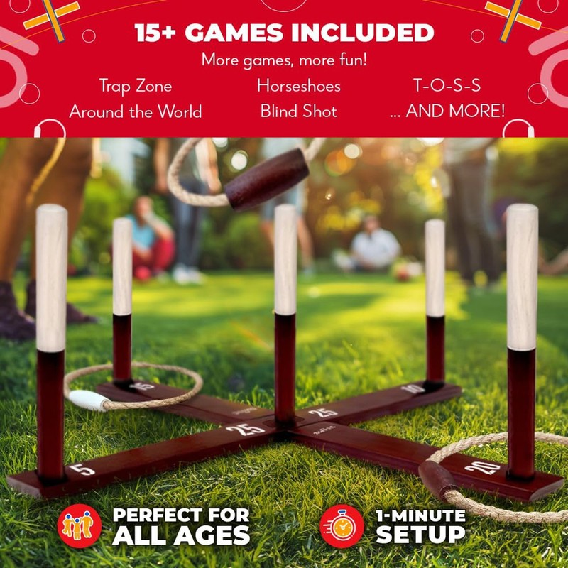 SWOOC Games - Rustic Ring Toss Game (All Weather) - Easy Setup & Extra Games ... gallery
