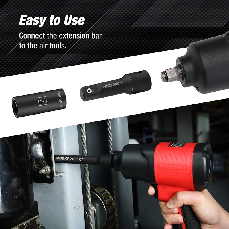 WORKPRO 9 PC Impact Driver Extension Bar Set 1/4"3/8"&1/2"Drive Socket Extension gallery