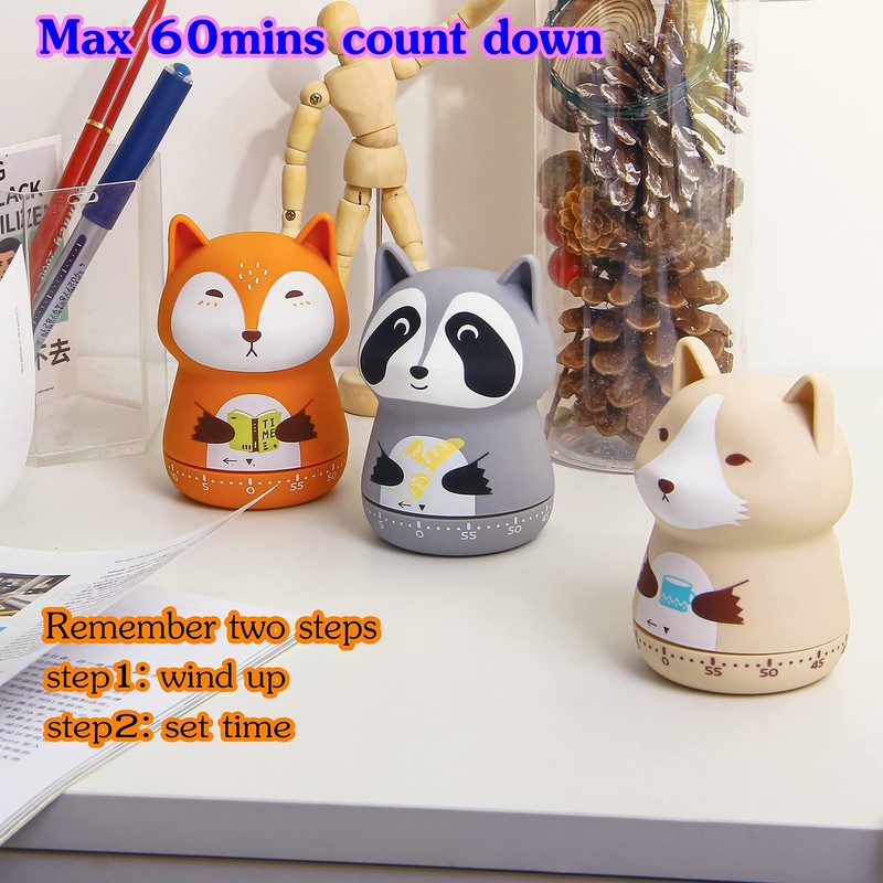 Mechanical Kitchen Timer, Cute Animal Wind Up 60 Minutes Manual Countdown for... gallery