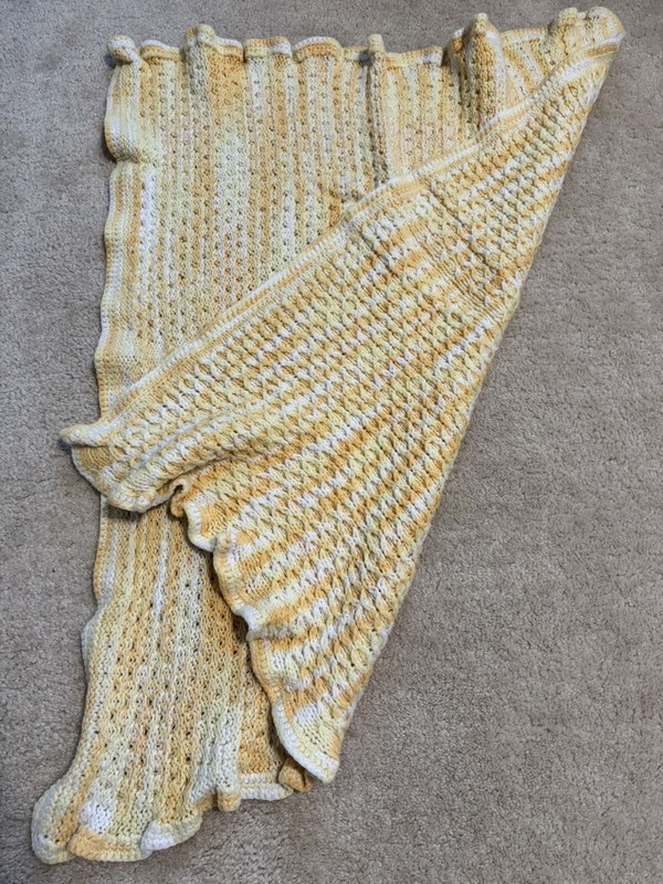 Rectangle Afghan Sunshine Yellow Orange White Crochet Blanket Throw 44”x35” gallery