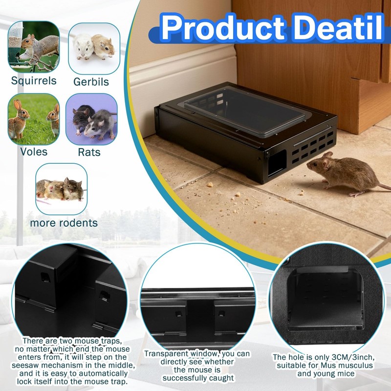 Mysora 4 Packs Mouse Traps Multi Catch Rat Clear Top Mice Trap Rodent Humaniz... gallery