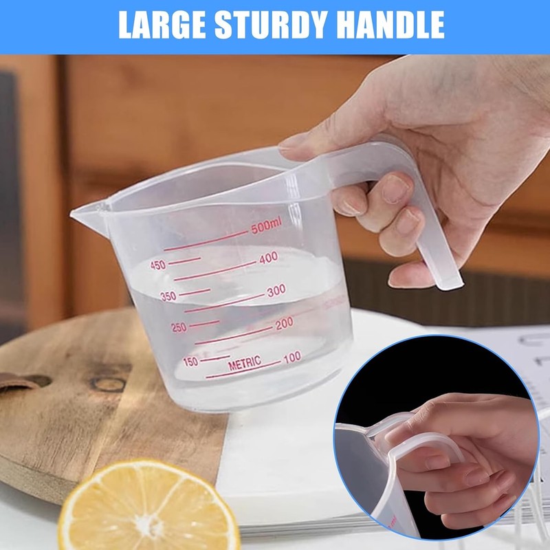 3 Pack Measuring Cup Set – 250ml, 500ml, 1000ml Plastic Cups for Kitchen Use gallery