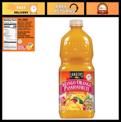Refreshing Mango Orange Passionfruit Juice Cocktail – 64 Fl Oz, Pack of 8