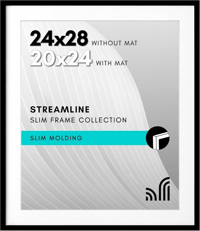 Stylish 24x28 Picture Frame in Black – Polished Plexiglass for Perfect Display gallery