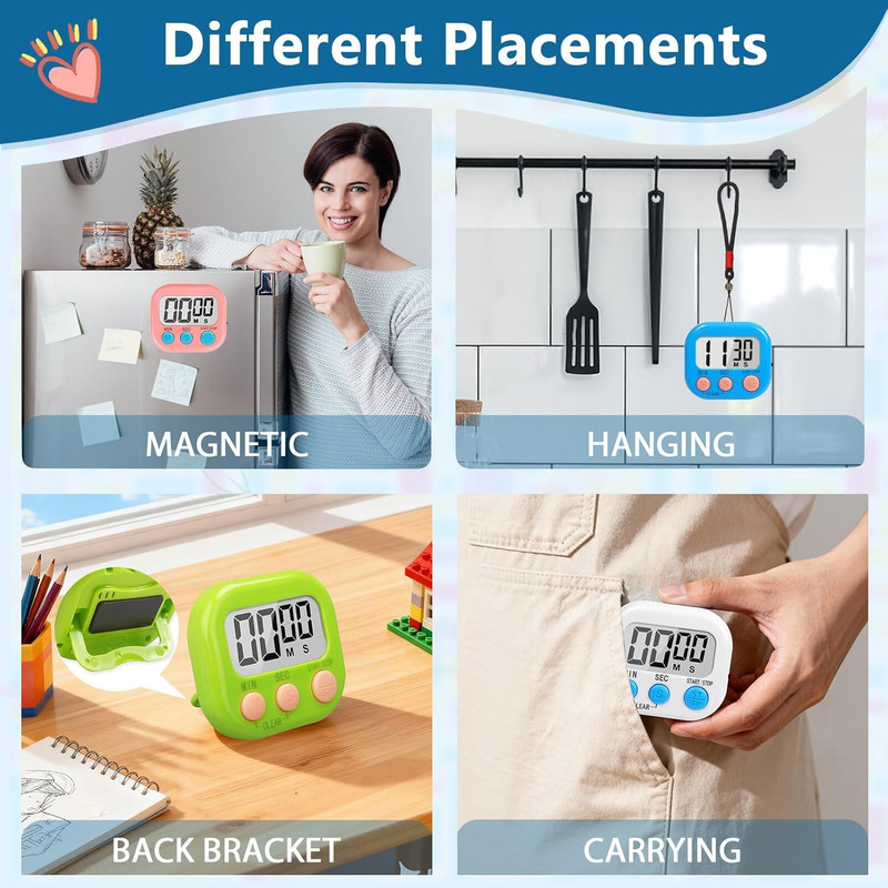 12 Pack Digital Kitchen Timers Large LCD Magnetic Countdown Timers with Alarm gallery