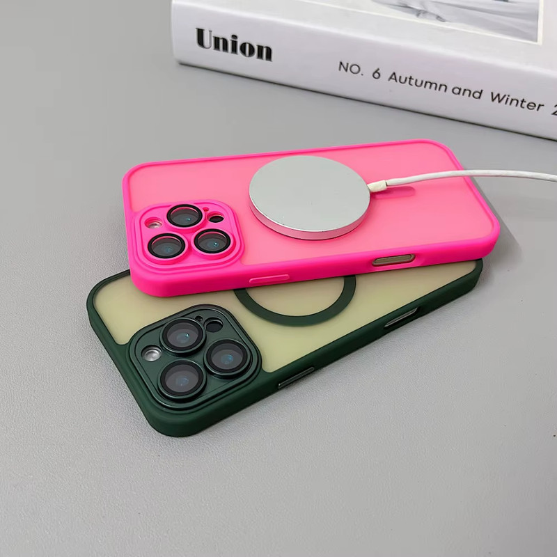 Magnetic Luxury Matte Translucent Armor Case for iPhone 16/15/14/13/12/11 Pro gallery