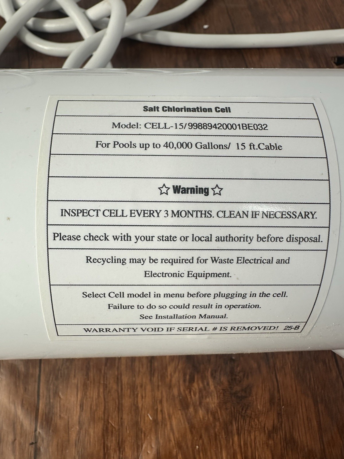 T-CELL-15 Compatible Salt Chlorination Cell Replacement 40,000 Gallon Pool 15ft gallery